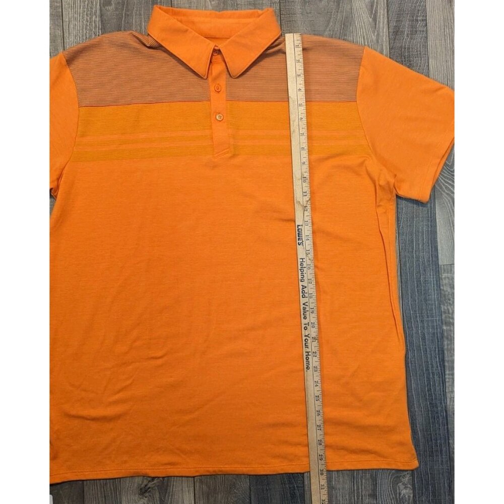 Mountain Hardware Mens XL Shirt Polo‎ Orange Striped Short Sleeve Outdoor - Picture 9 of 11